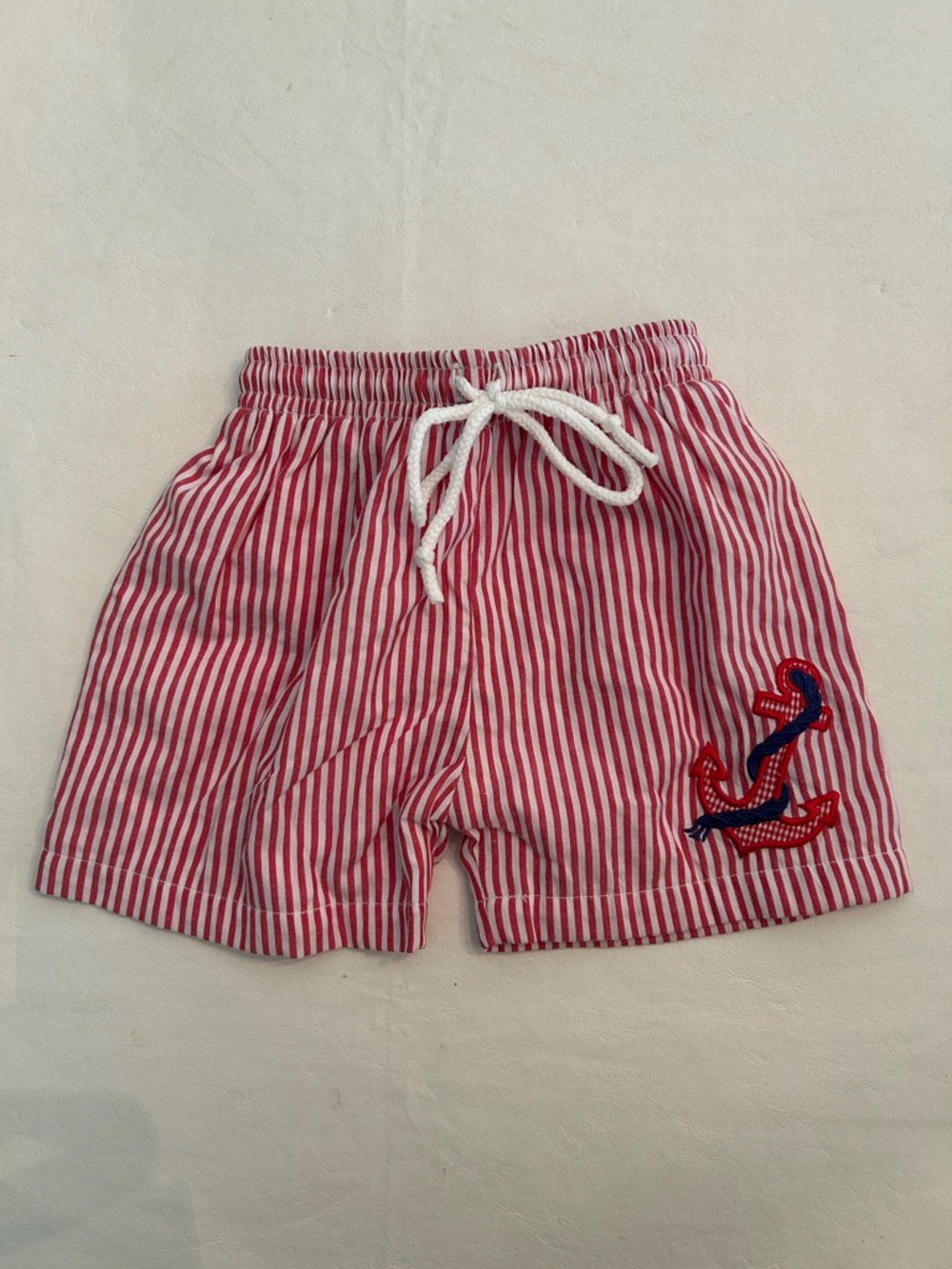 Babeeni Red & White Striped Anchor Kids Shorts